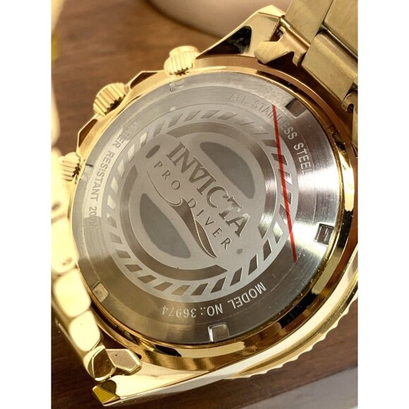 Invicta Men's Watch 36974 Pro Diver Quartz Chronograph Gold Steel Blue Dial 47mm - Picture 7 of 15